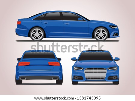 business sedan in blue from different angles. Audi A6.