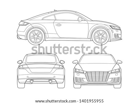 vector layout of contour drawing sport coupe. Audi TT.