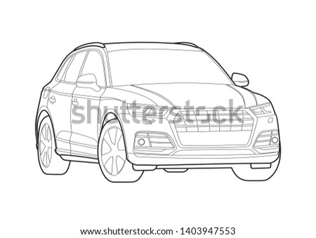 vector layout contour drawing of a compact SUV. Audi Q5.