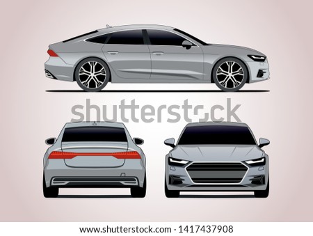 vector layout grey German liftback. Audi A7.