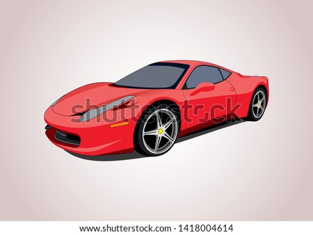 vector layout of a red sports car. Ferrari 458.