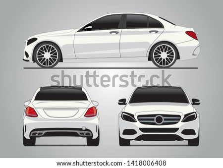 vector layout of a white German car. Мерседес W205.