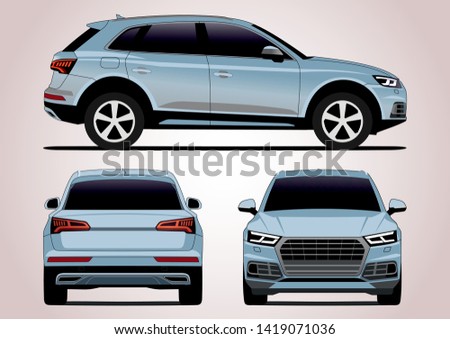 vector layout of silver compact SUV. Audi Q5.