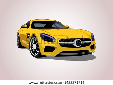 yellow sports car vector layout. Mercedes-AMG GT.