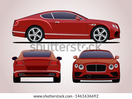 vector layout of the red car in the coupe. Bentley Continental GT.