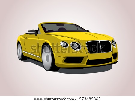 vector layout of yellow premium convertible.  Bentley Continental GT V8 S Convertible.