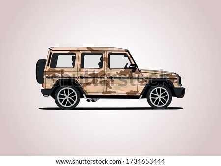 vector layout of an SUV in desert camouflage. Mercedes G-class.