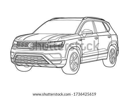 outline drawing of a compact crossover. Tarek.
