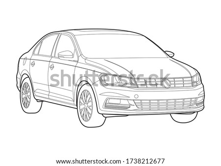 outline drawing of a sedan. New Santana.