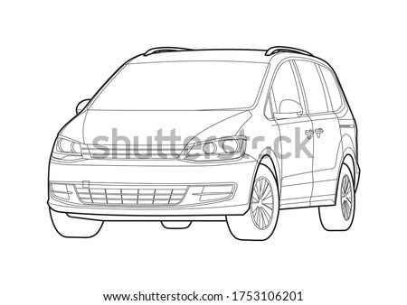 outline drawing of a minivan. Sharan.