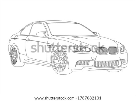 contour drawing of a sports coupe. BMW M3 (E92).