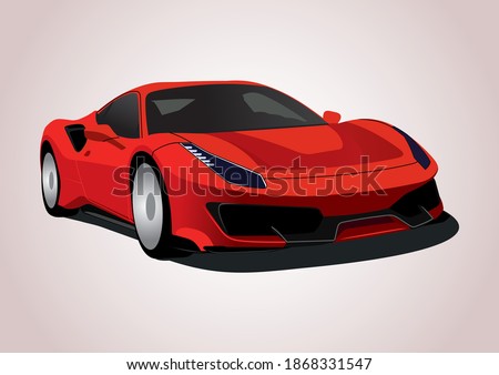 vector layout of a sports car. Ferrari 488.