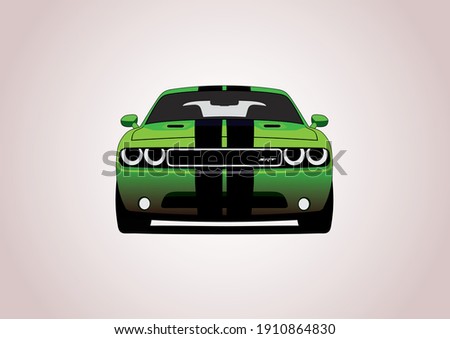 vector layout of the green muscle car. Dodge Challenger.