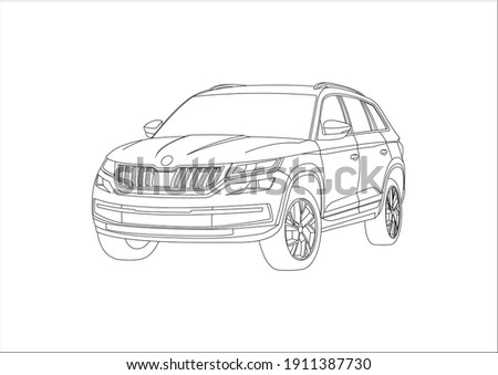 outline drawing of the crossover. Skoda Kodiaq.