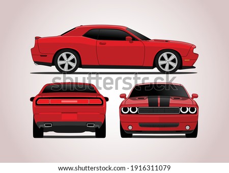 vector model of the red American muscle car. Dodge Challenger.