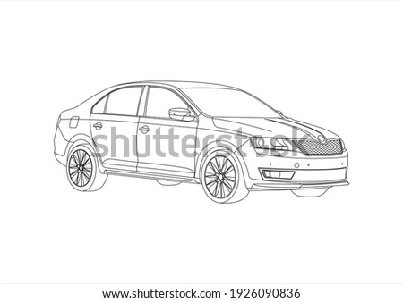 contour drawing of the liftback. Skoda Rapid.