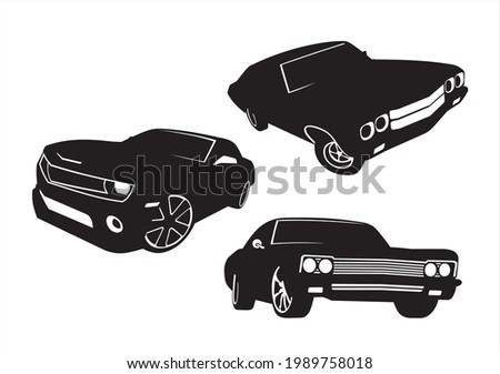 set of vector car models. From top to bottom (Chevrolet SS, Chevrolet camaro, Chevrolet Impala).