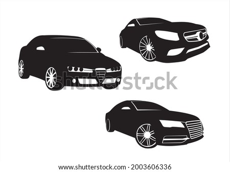 a set of vector car models. Top-down (Mercedes S 63, Audi A 7, Alfa romeo 159).