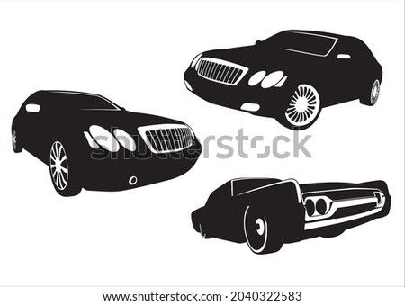 a set of vector car models. From top to bottom (Maybach 57 lincoln 1961).