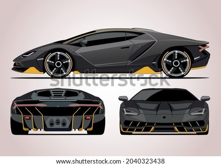 sports Italian car, view from different sides. Lamborghini Centenario.