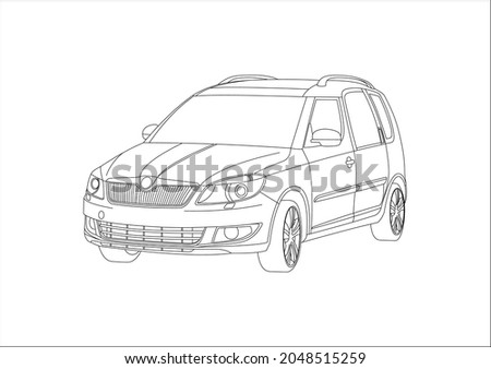 contour drawing of an SUV. Skoda Roomster.