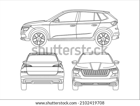 outline drawing of the crossover. Skoda Kamiq.