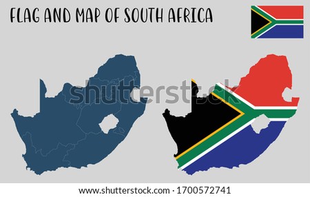 Flag and Map of South Africa