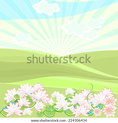 Landscape in summer day with lotuses