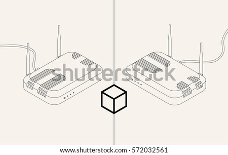 Sketches of Isometric Router / Vector