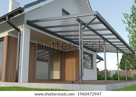 Terrace canopy, glass roof, 3d illustration 商業照片 © 