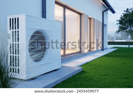 Image, Stock Photo air source heat pump.