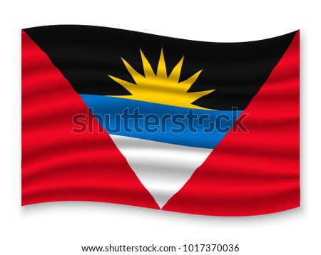 3D Waving Flag of Antigua and Barbuda. Vector illustration