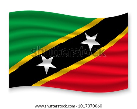 3D Waving Flag of Saint Kitts and Nevis. Vector illustration