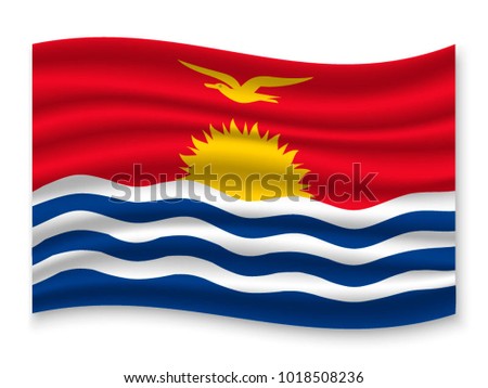 3D Waving Flag of Kiribati. Vector illustration