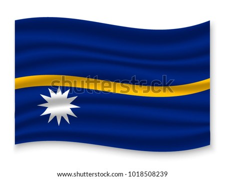 3D Waving Flag of Nauru. Vector illustration