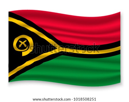 3D Waving Flag of Vanuatu. Vector illustration