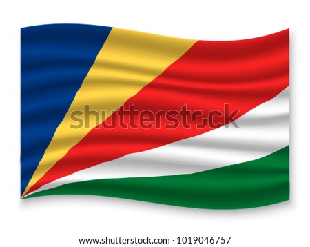 3D Waving Flag of Seychelles. Vector illustration