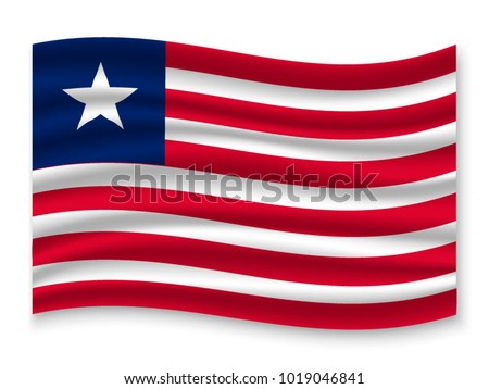 3D Waving Flag of Liberia. Vector illustration