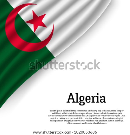 waving flag of Algeria on white background. Template for independence day. vector illustration