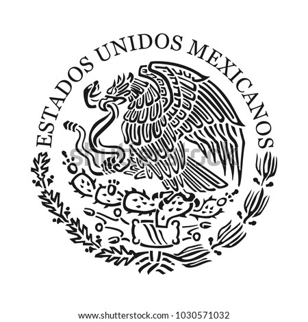 Symbol of Mexico. Black and white emblem
