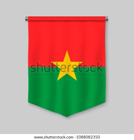 3d realistic pennant with flag of Burkina Faso