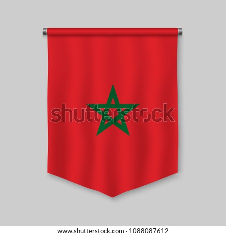 3d realistic pennant with flag of Morocco