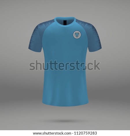football kit Manchester City 2018, shirt template for soccer jersey. Vector illustration