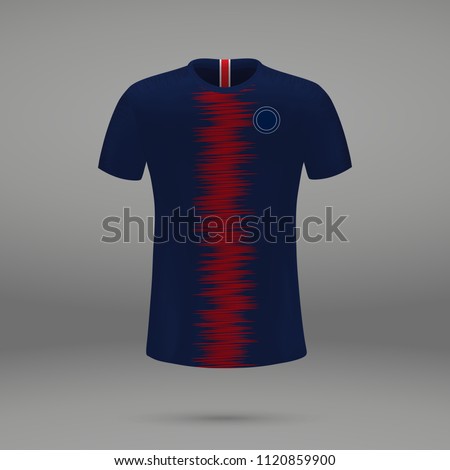 football kit PSG 2018, shirt template for soccer jersey. Vector illustration
