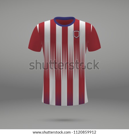 football kit Atletico Madrid 2018, shirt template for soccer jersey. Vector illustration