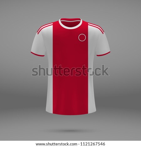 football kit Ajax 2018, shirt template for soccer jersey. Vector illustration
