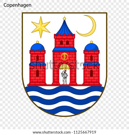 Emblem of Copenhagen. City of Denmark. Vector illustration