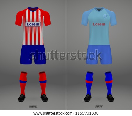 football kit Atletico Madrid 2018-19, shirt template for soccer jersey. Vector illustration