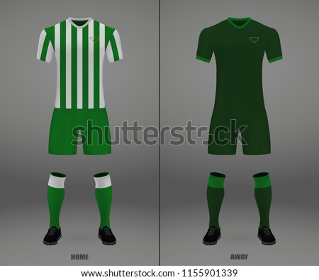 football kit Ral Betis 2018-19, shirt template for soccer jersey. Vector illustration