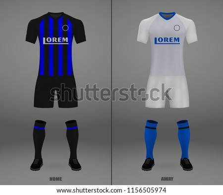 football kit of Inter 2018-19, shirt template for soccer jersey. Vector illustration